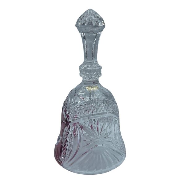 VTG Anna Hutte Bleikristall Clear Red Rose Crystal Bell Etched Floral 7.25" - Picture 2 of 9